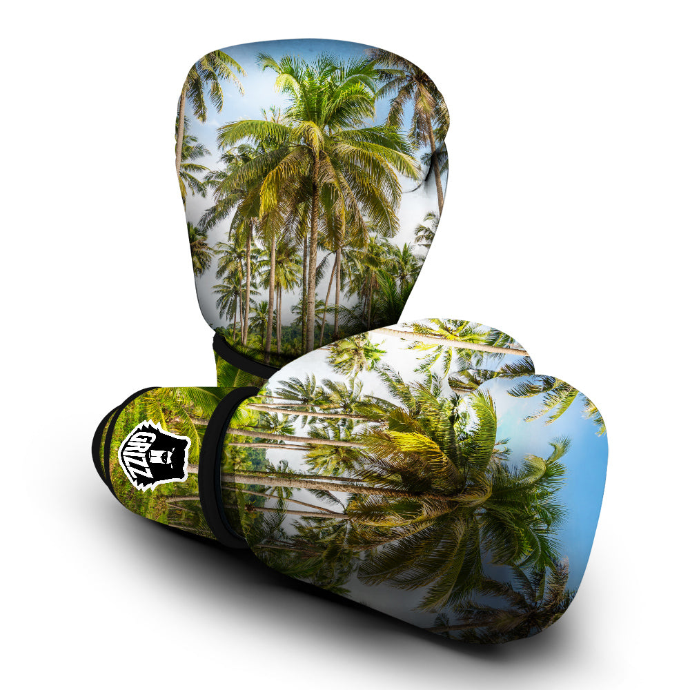 Coconut Tree Print Boxing Gloves-grizzshop