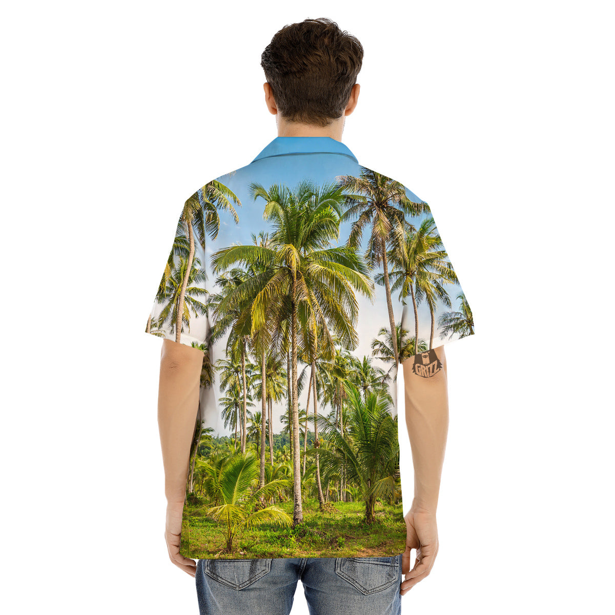 Coconut Tree Print Men's Hawaiian Shirt-grizzshop