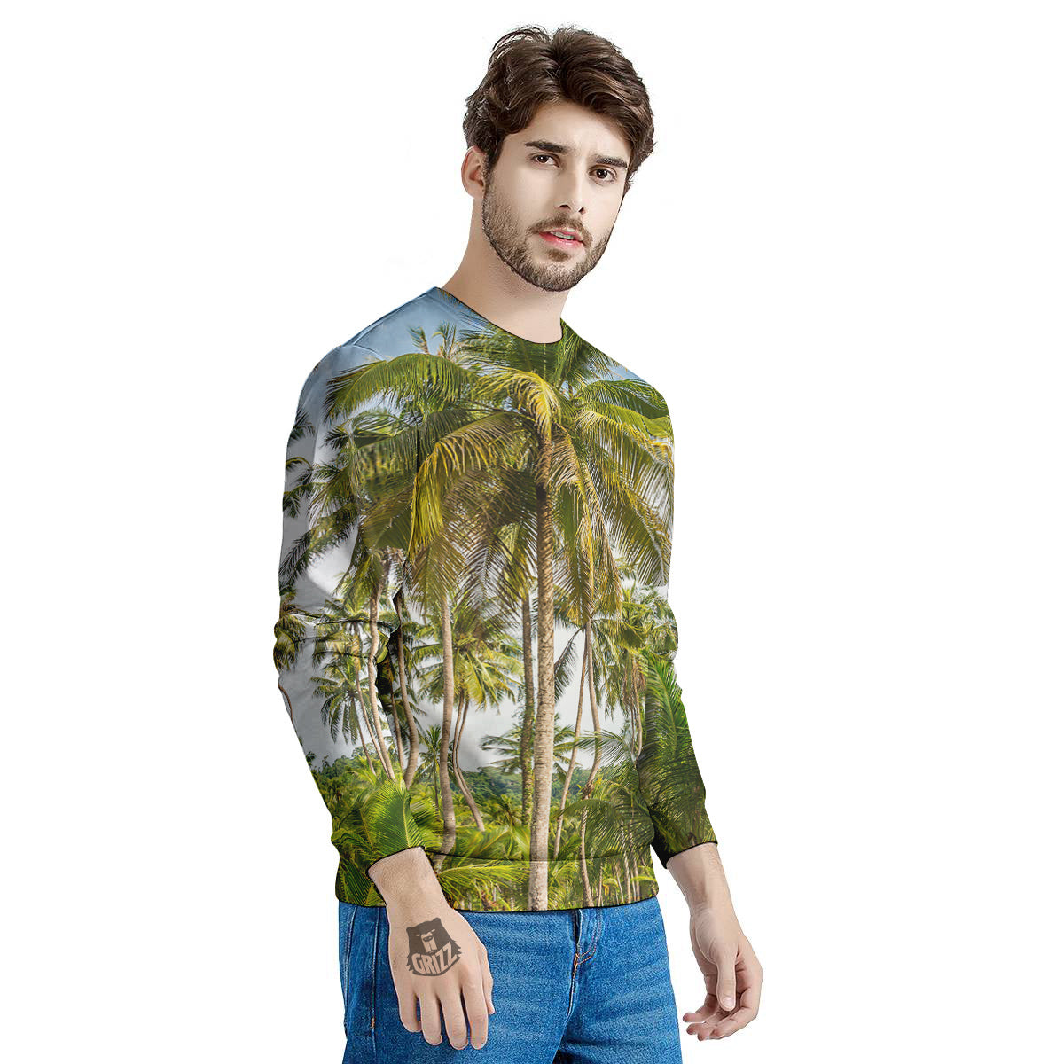 Coconut Tree Print Men's Sweatshirt-grizzshop