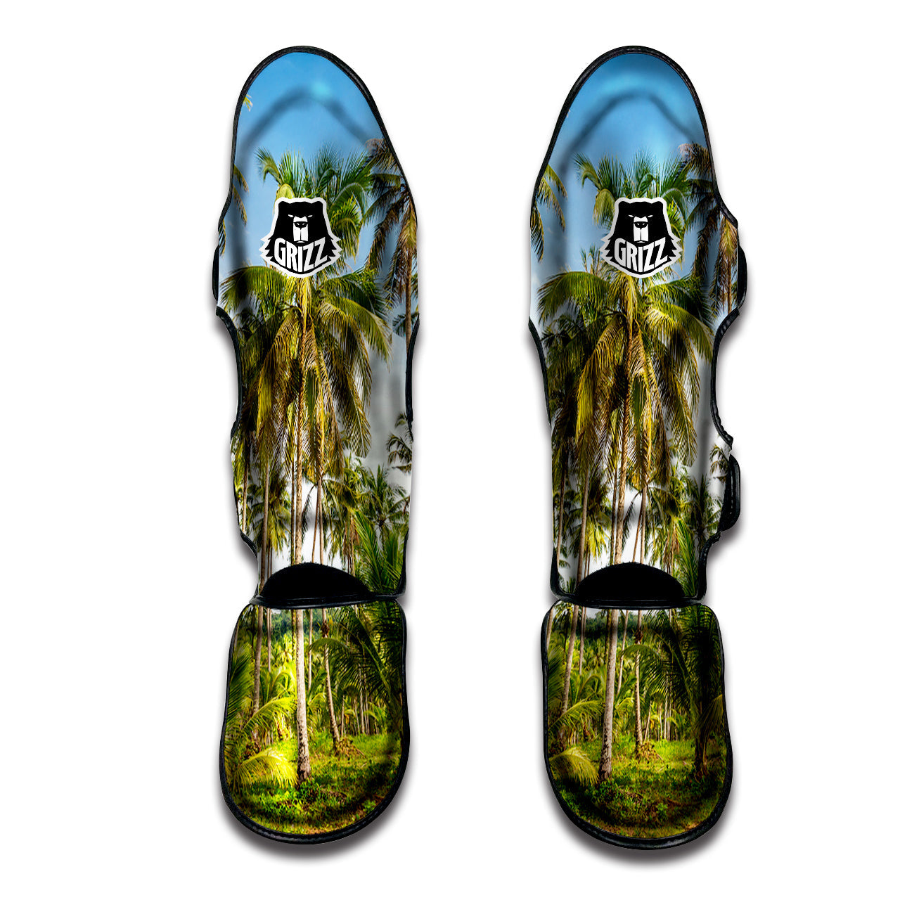 Coconut Tree Print Muay Thai Shin Guards-grizzshop