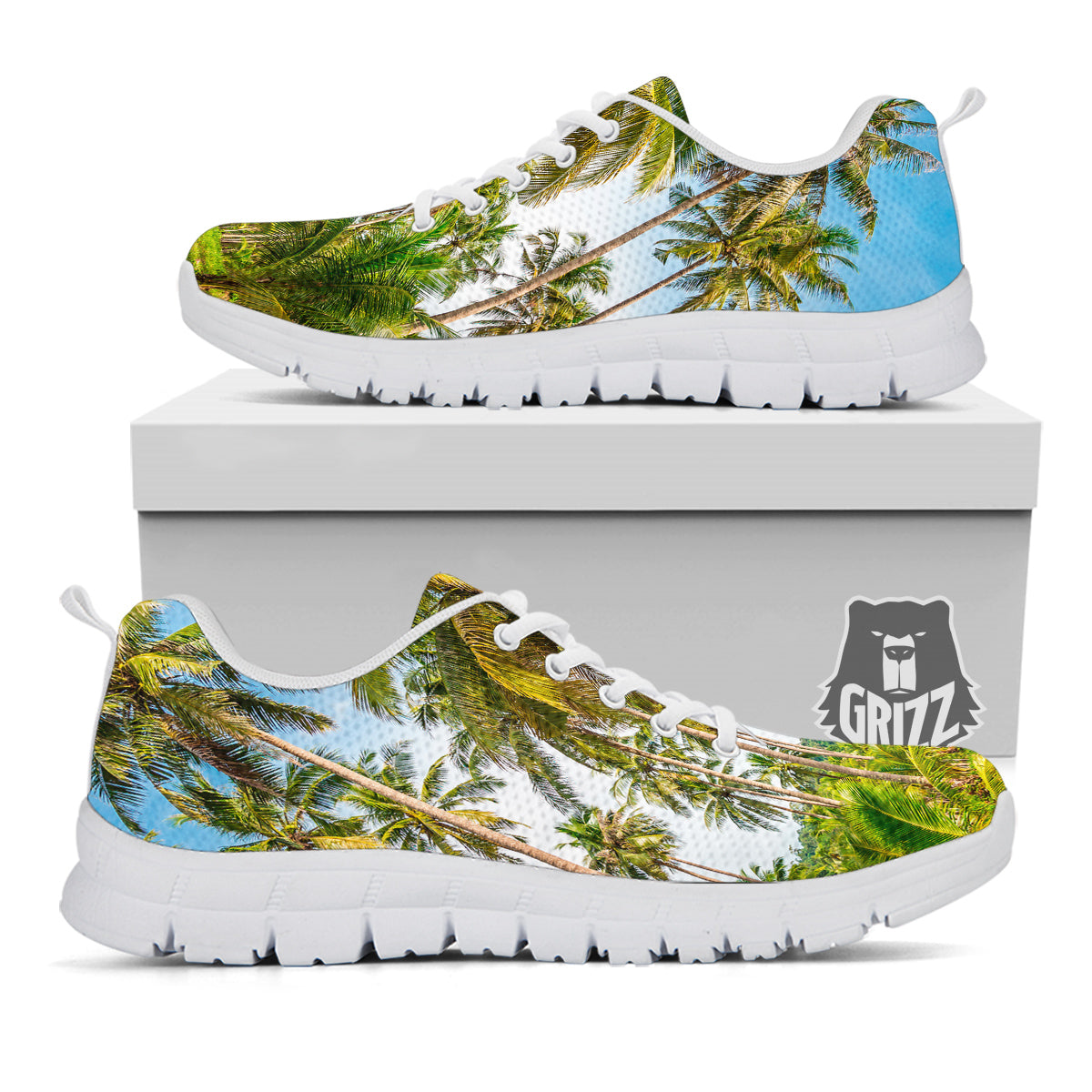 Coconut Tree Print White Sneaker-grizzshop