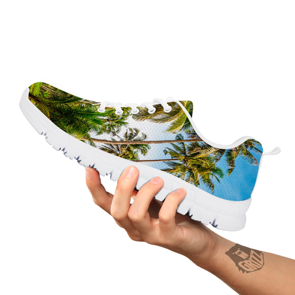 Coconut Tree Print White Sneaker-grizzshop