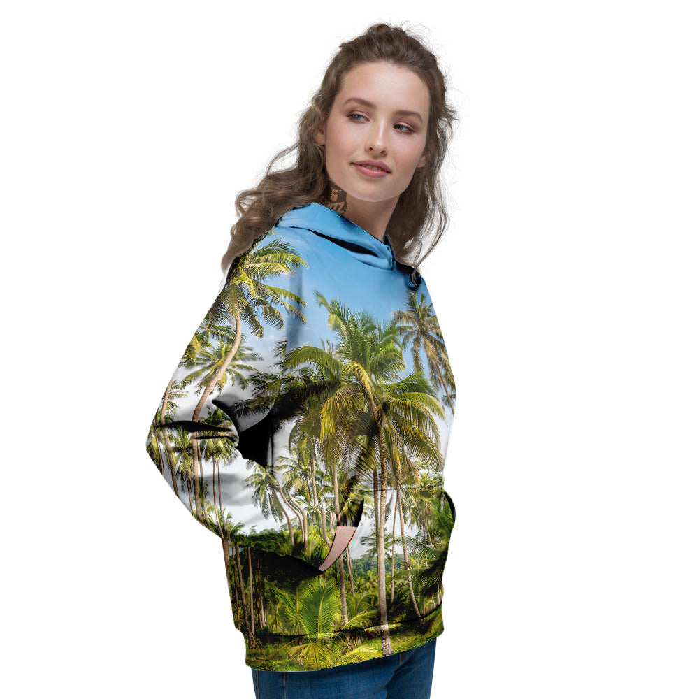 Coconut Tree Print Women's Hoodie-grizzshop