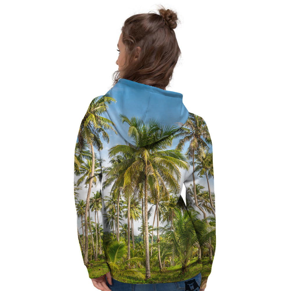 Coconut Tree Print Women's Hoodie-grizzshop