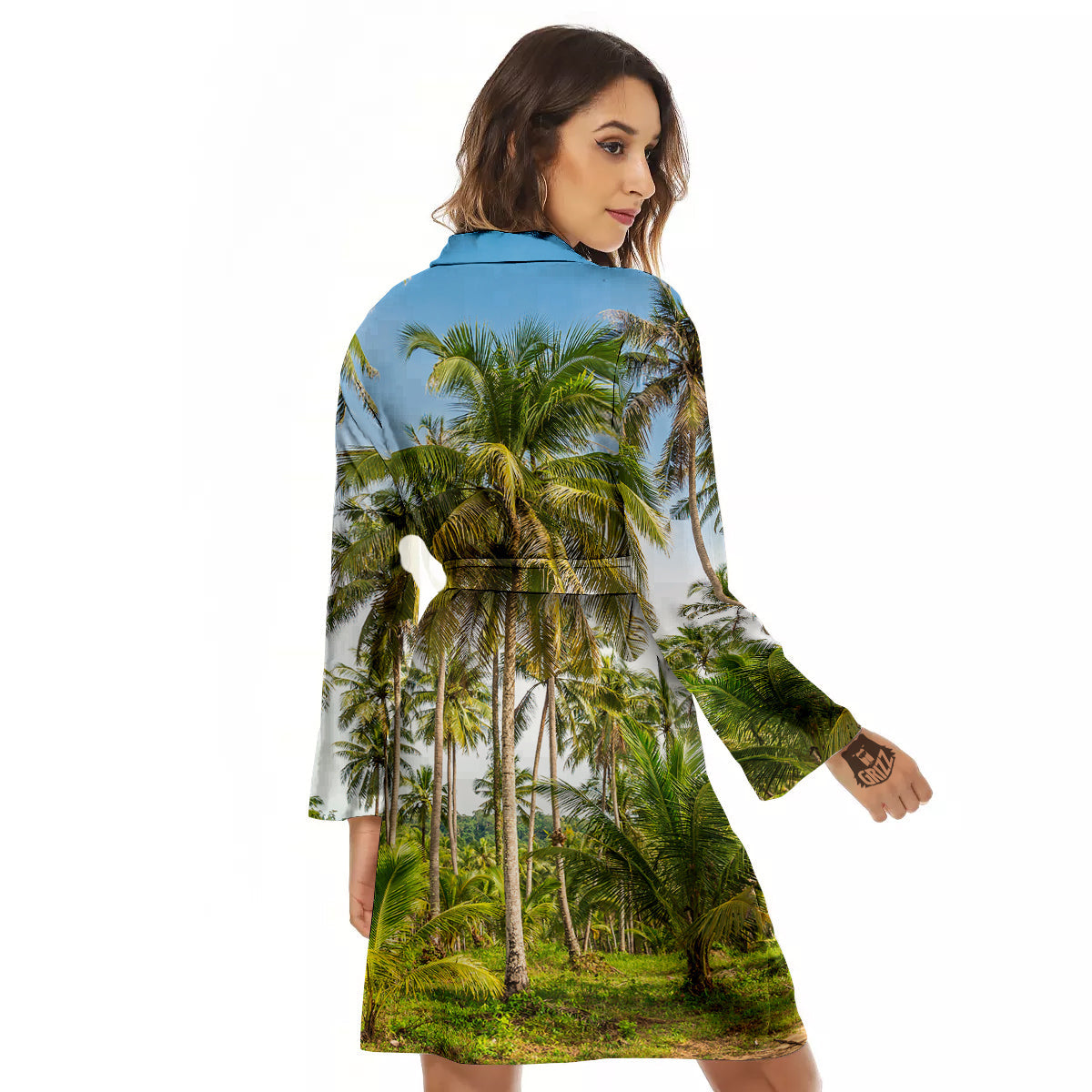 Coconut Tree Print Women's Robe-grizzshop