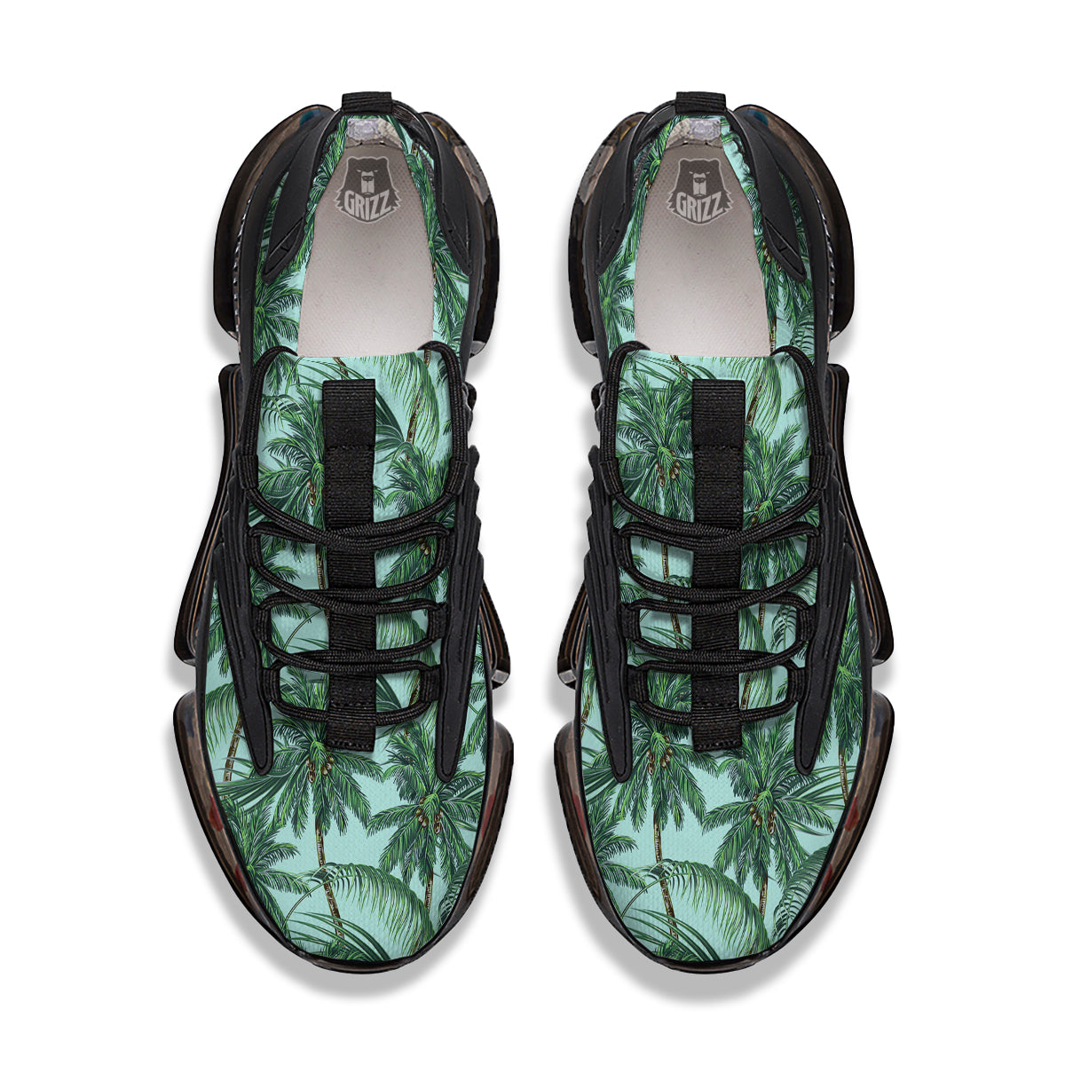 Coconut Tree Vintage Print Pattern Black Gym Shoes-grizzshop