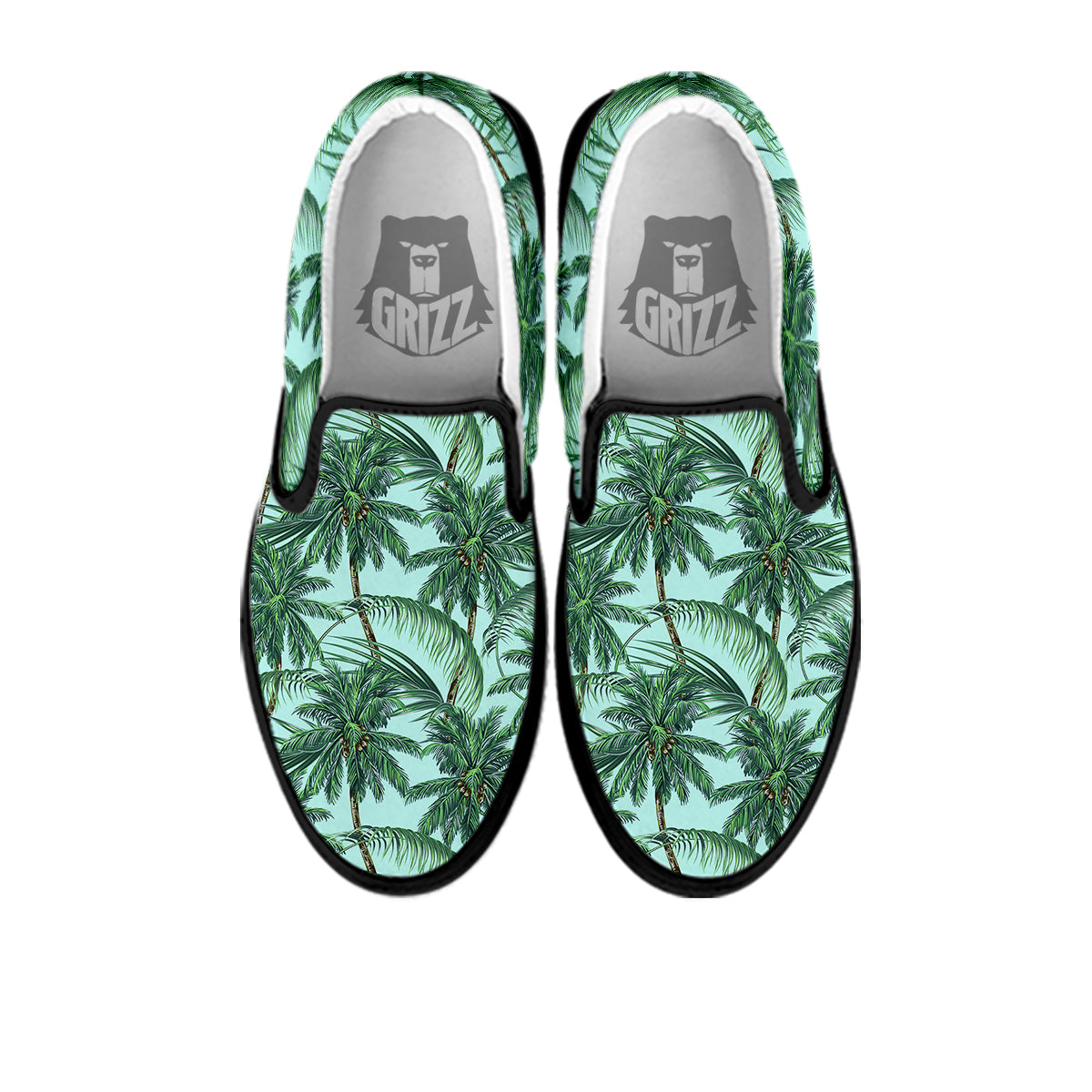 Coconut Tree Vintage Print Pattern Black Slip On Shoes-grizzshop