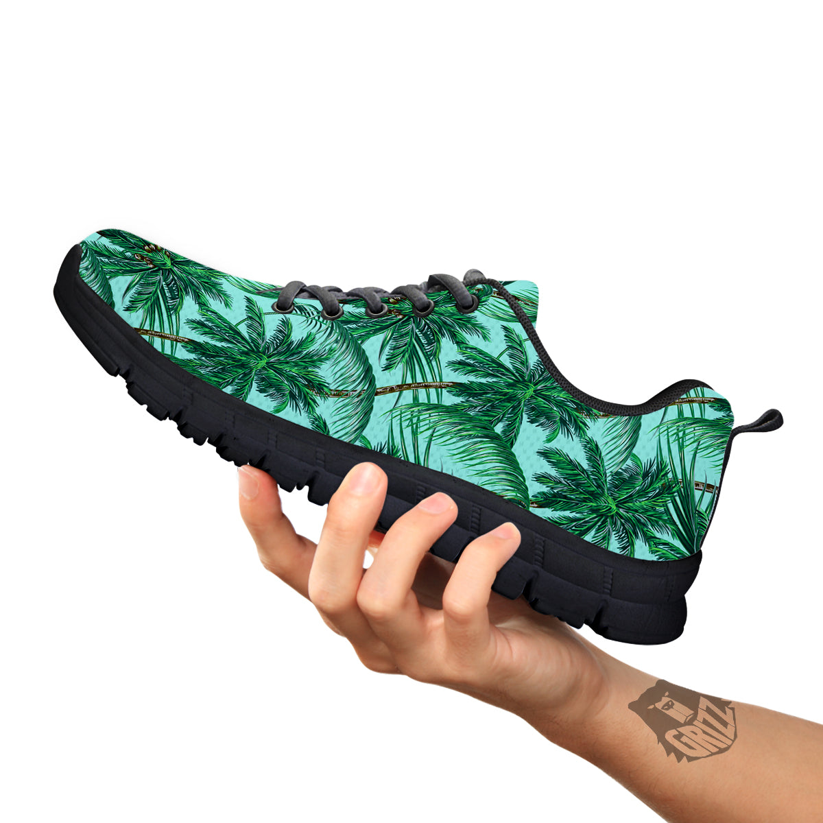 Coconut Tree Vintage Print Pattern Black Sneaker-grizzshop