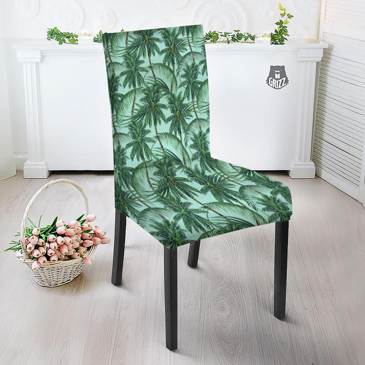 Coconut Tree Vintage Print Pattern Dining Chair Slipcover-grizzshop