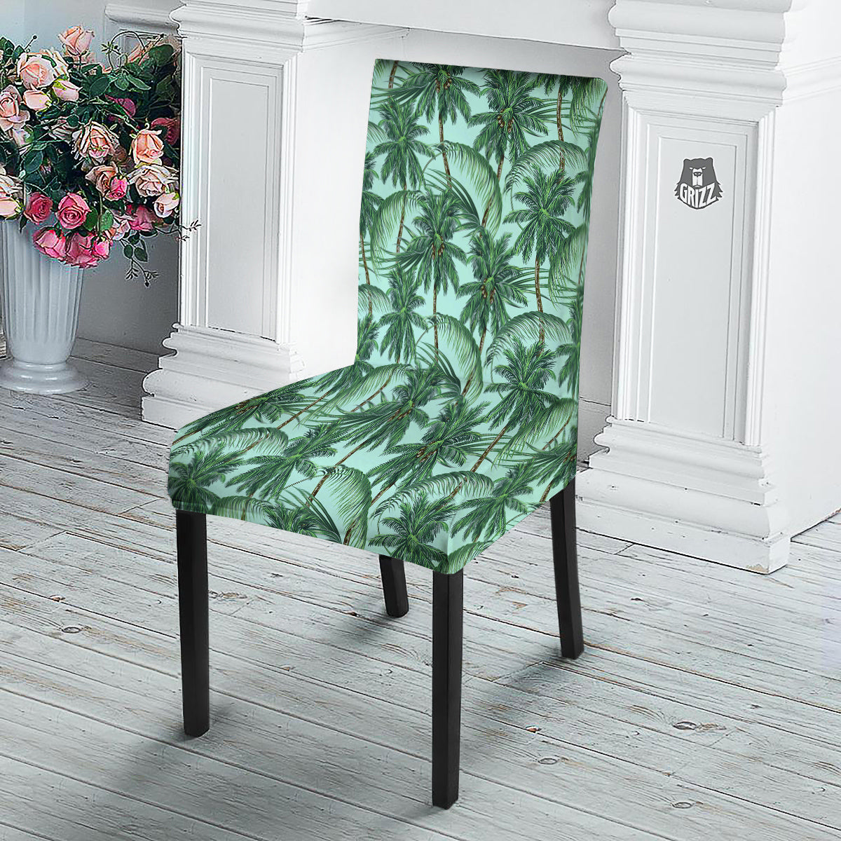 Coconut Tree Vintage Print Pattern Dining Chair Slipcover-grizzshop