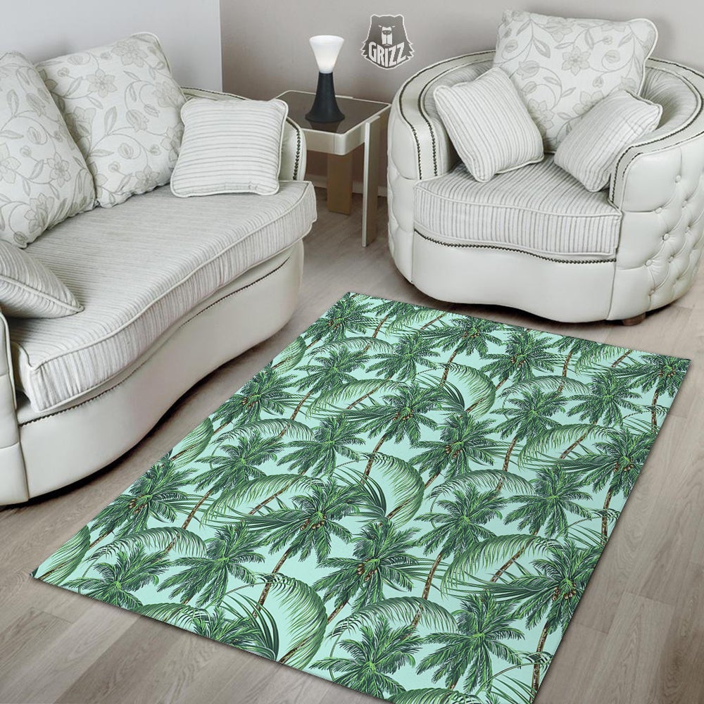 Coconut Tree Vintage Print Pattern Floor Mat-grizzshop