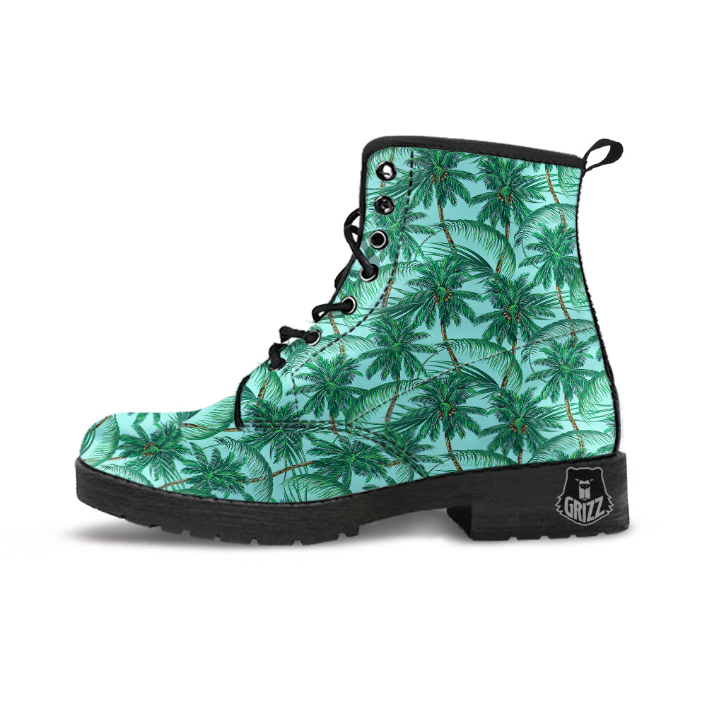 Coconut Tree Vintage Print Pattern Leather Boots-grizzshop