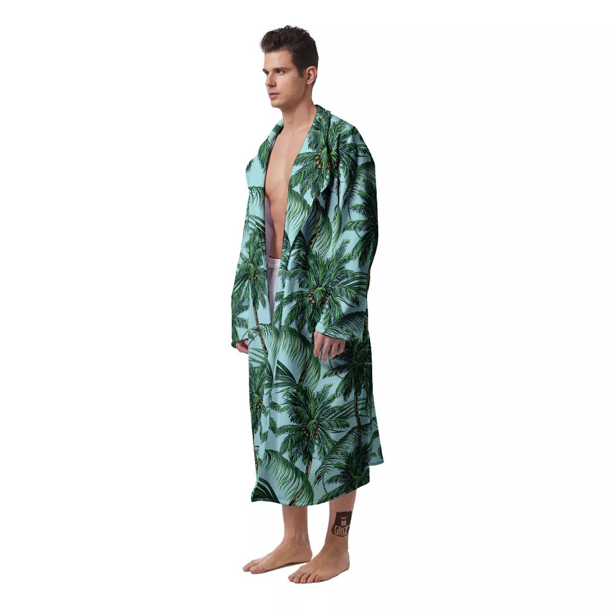 Coconut Tree Vintage Print Pattern Men's Robe-grizzshop
