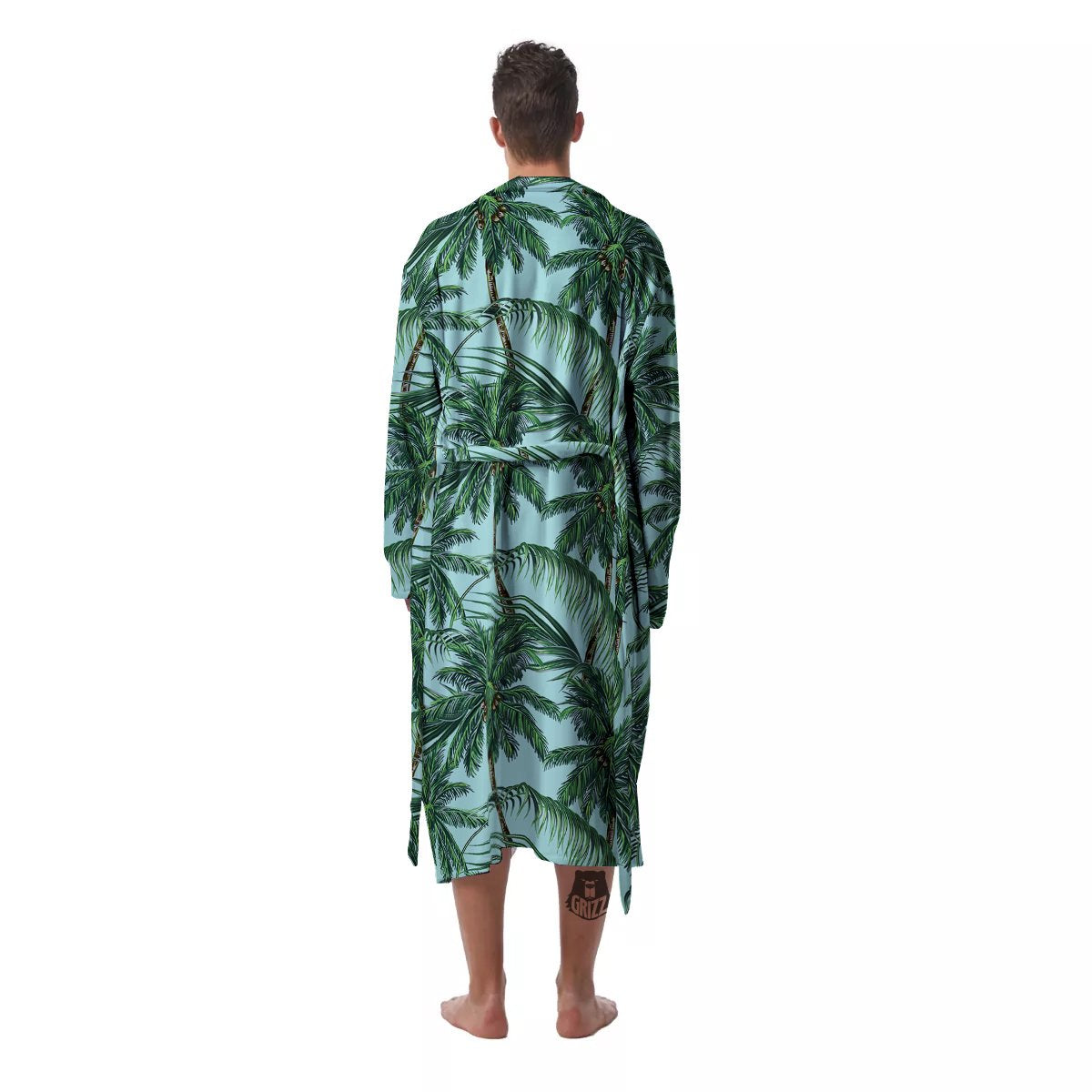 Coconut Tree Vintage Print Pattern Men's Robe-grizzshop