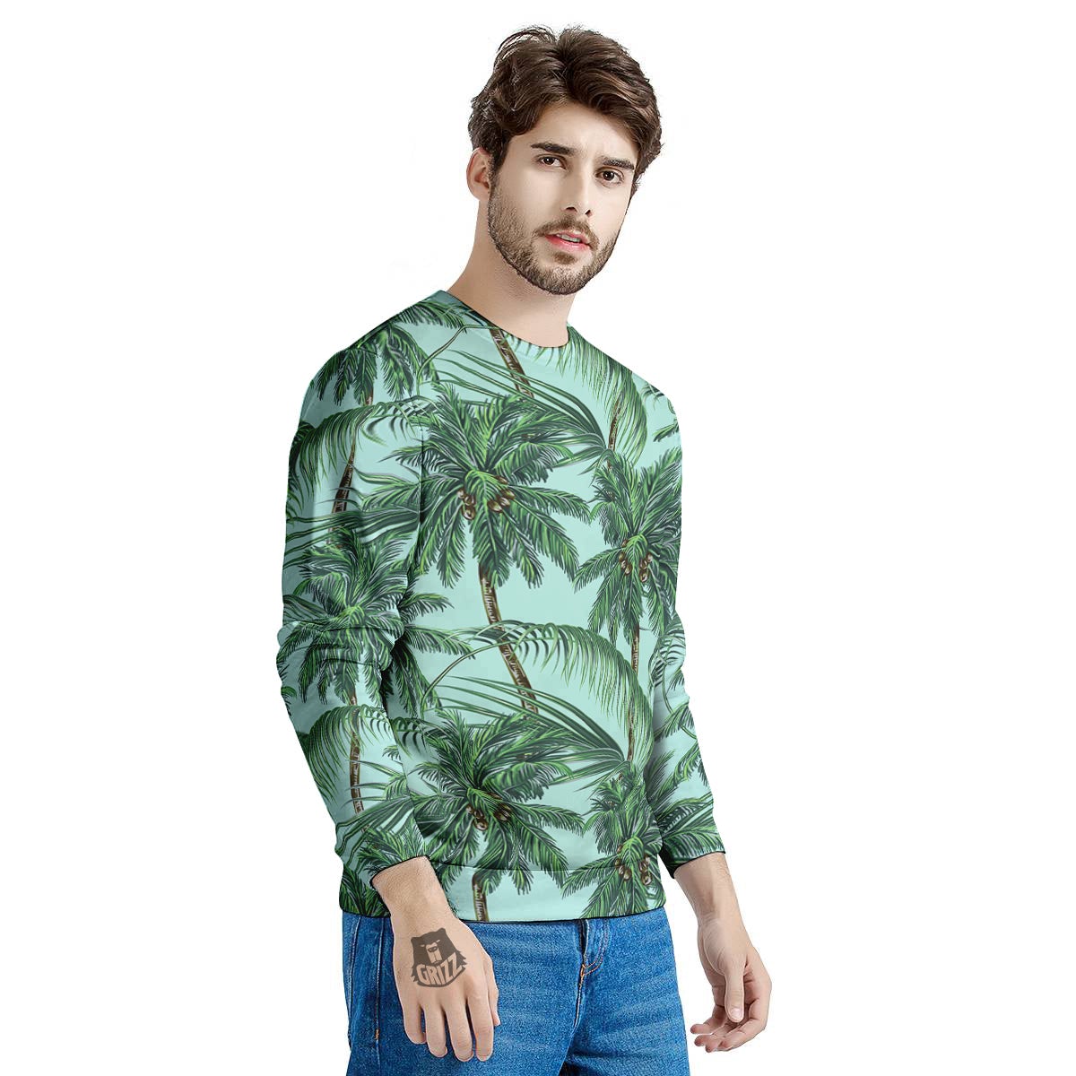 Coconut Tree Vintage Print Pattern Men's Sweatshirt-grizzshop
