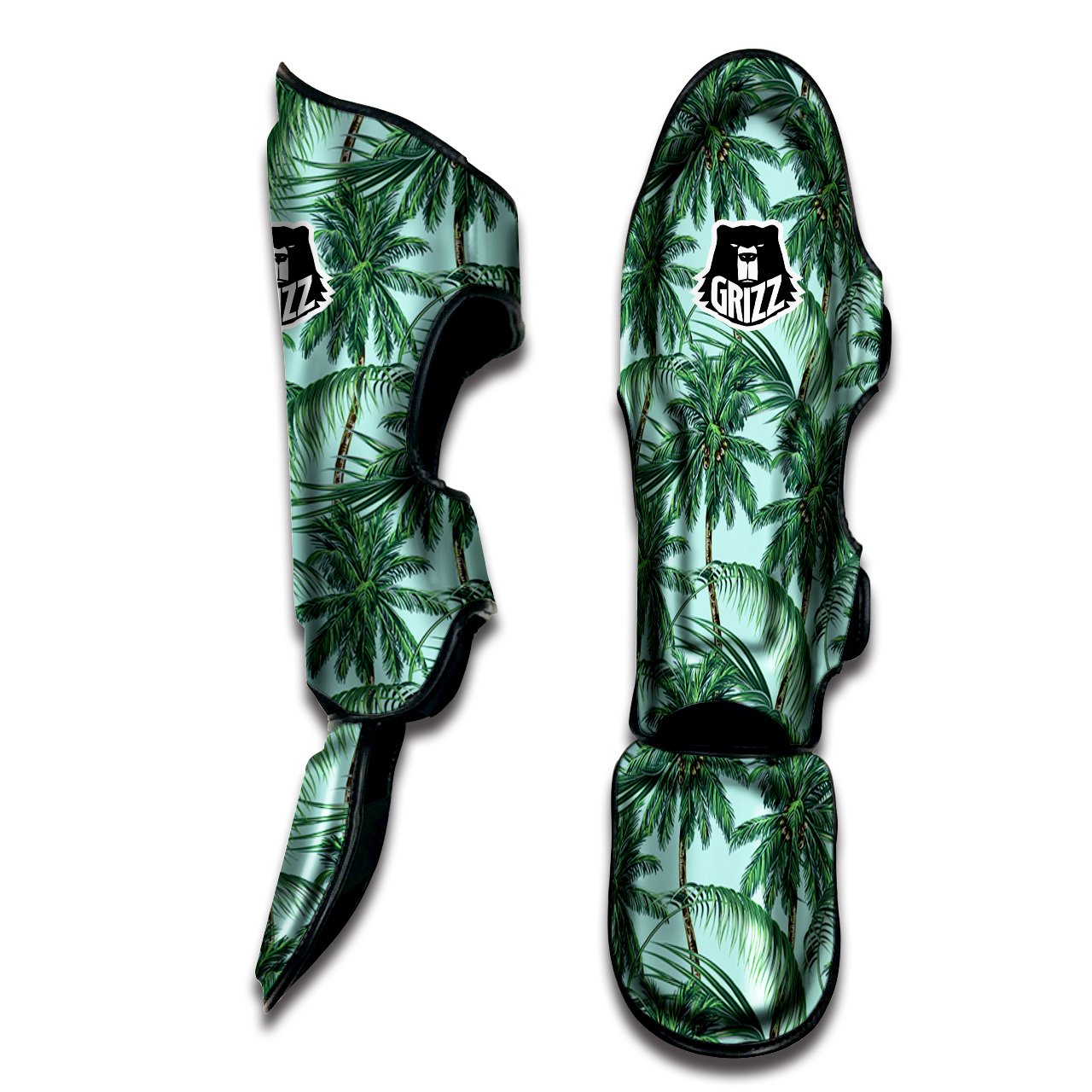 Coconut Tree Vintage Print Pattern Muay Thai Shin Guards-grizzshop