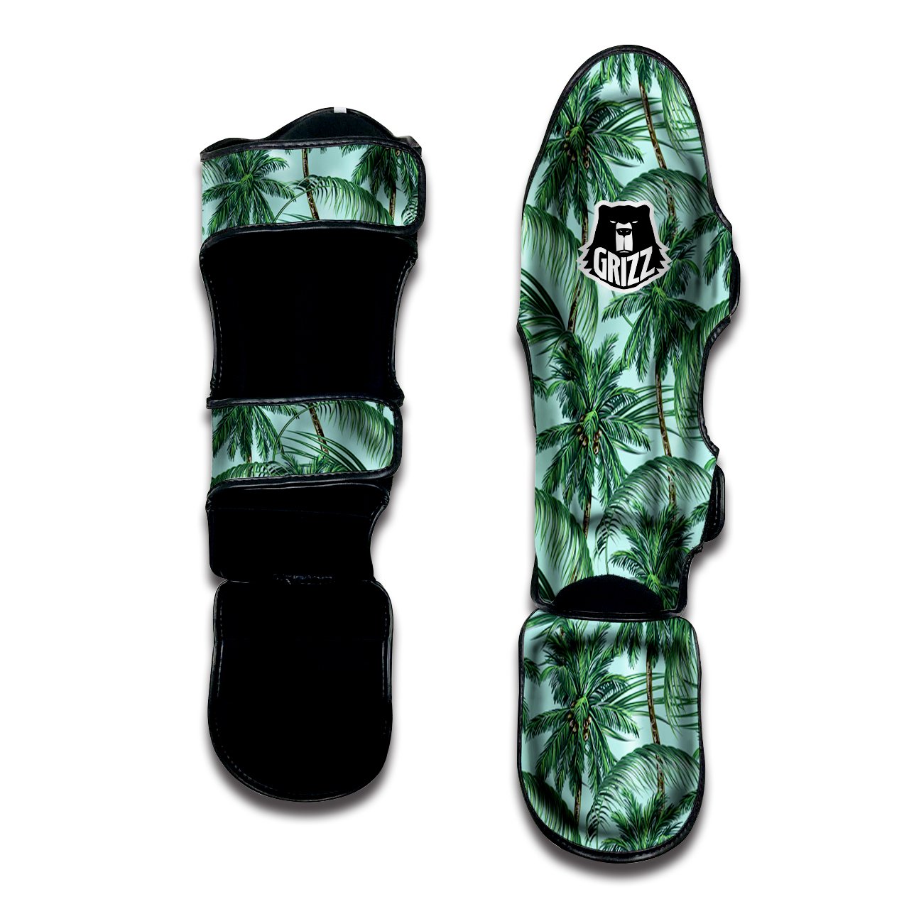 Coconut Tree Vintage Print Pattern Muay Thai Shin Guards-grizzshop