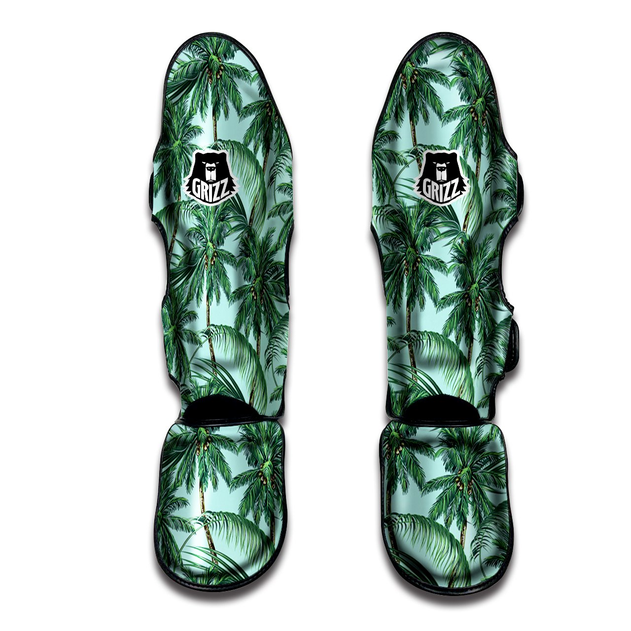 Coconut Tree Vintage Print Pattern Muay Thai Shin Guards-grizzshop