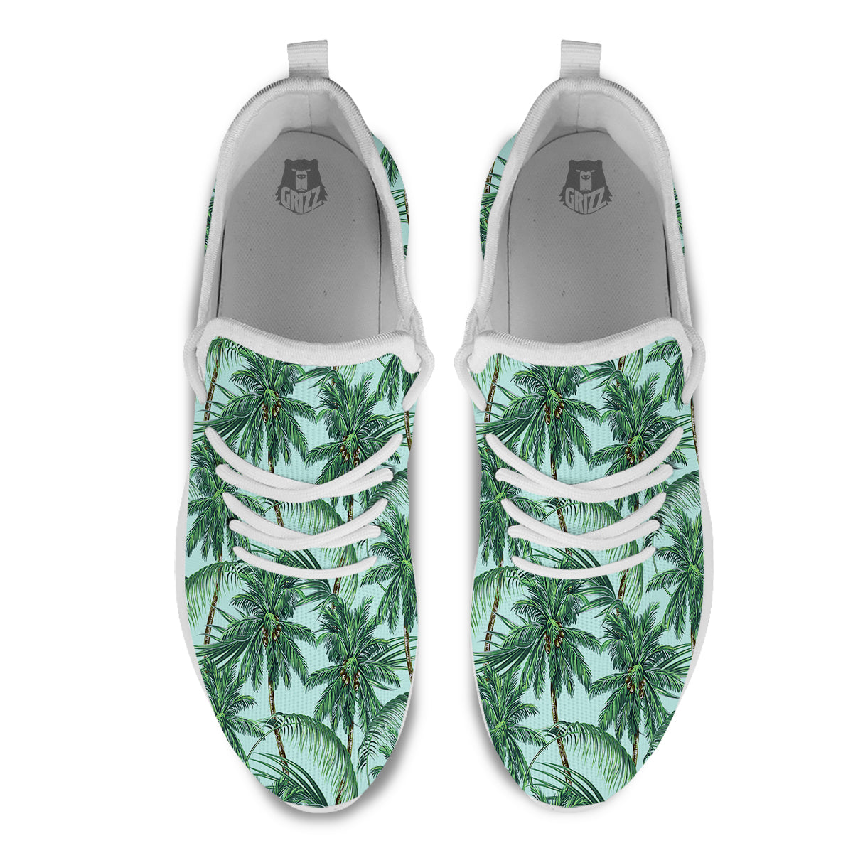 Coconut Tree Vintage Print Pattern White Athletic Shoes-grizzshop