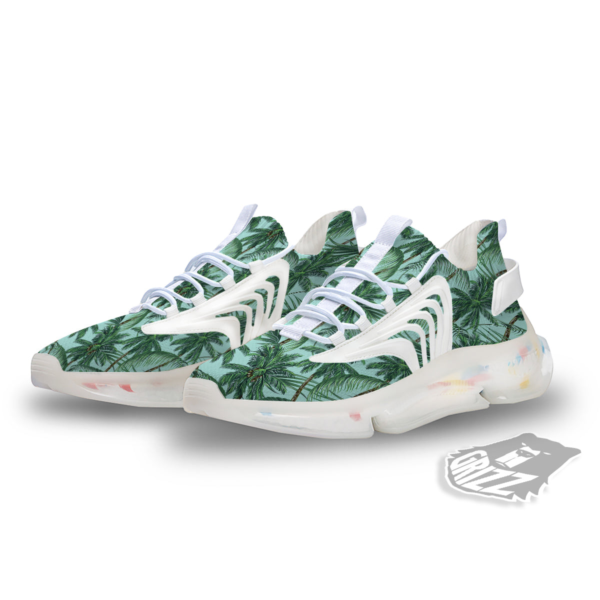 Coconut Tree Vintage Print Pattern White Gym Shoes-grizzshop