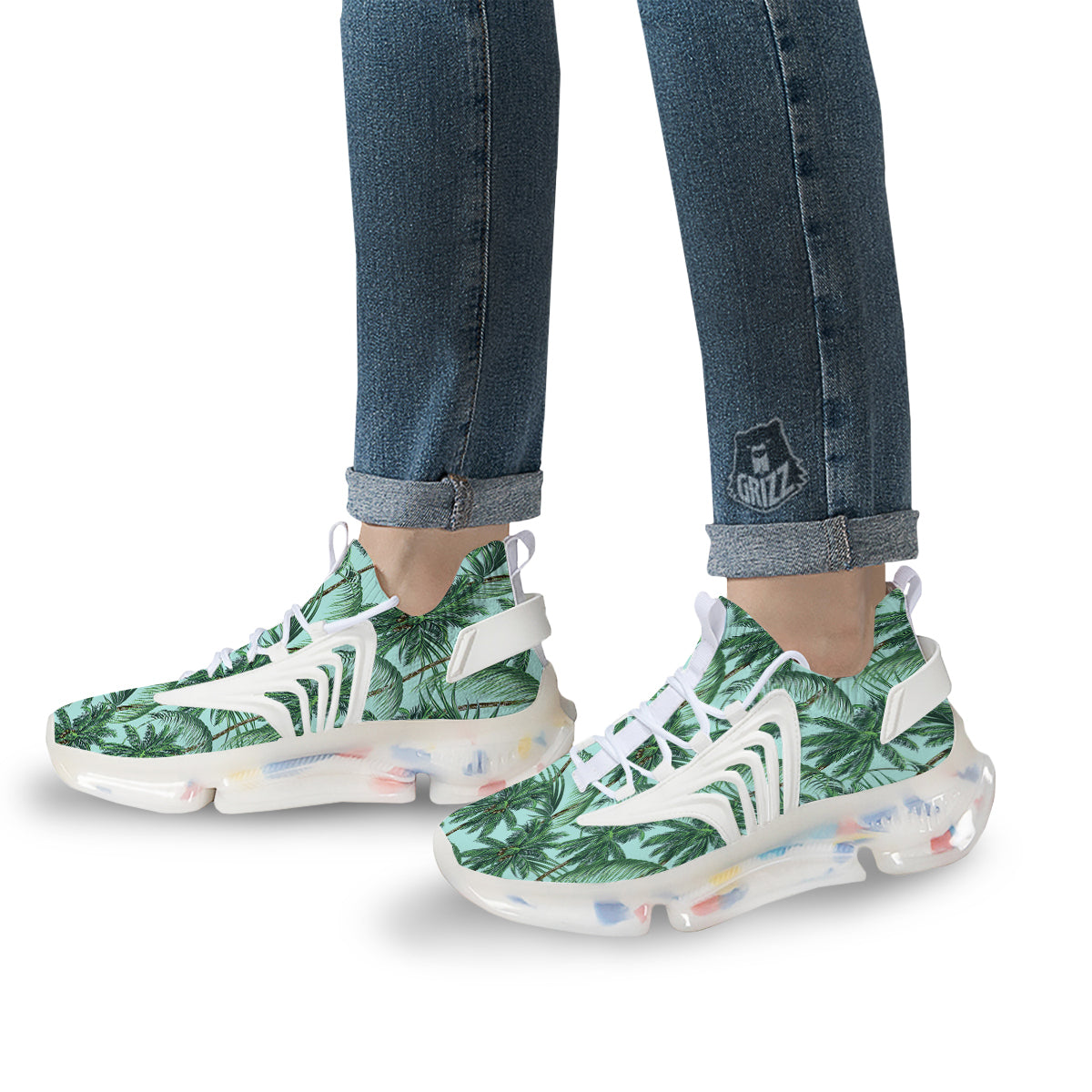 Coconut Tree Vintage Print Pattern White Gym Shoes-grizzshop