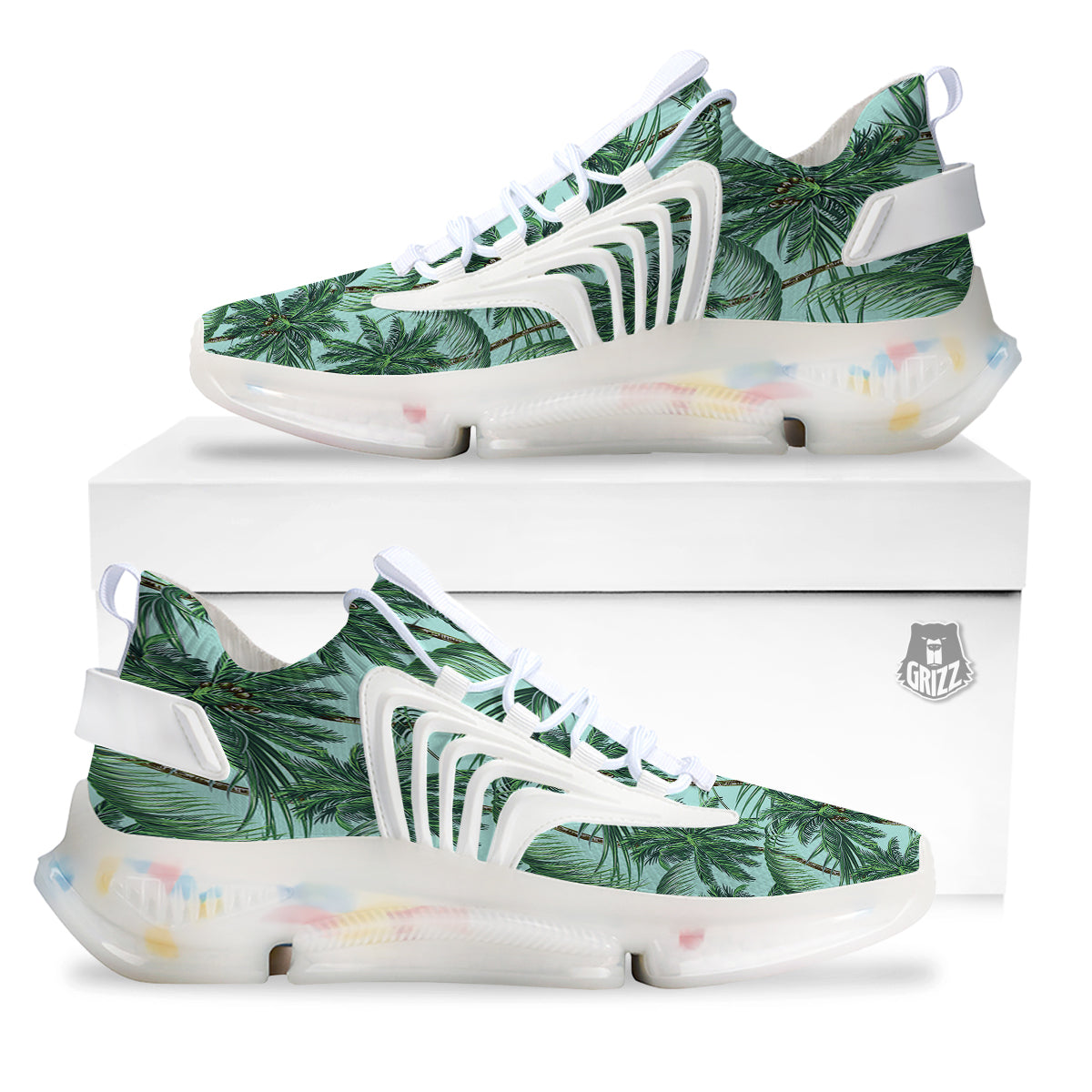 Coconut Tree Vintage Print Pattern White Gym Shoes-grizzshop