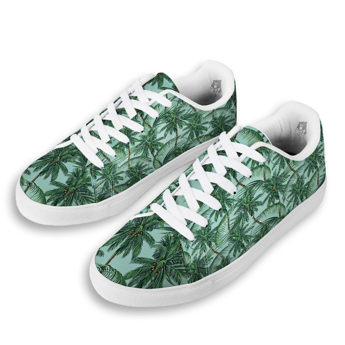 Coconut Tree Vintage Print Pattern White Low Top Sneakers-grizzshop