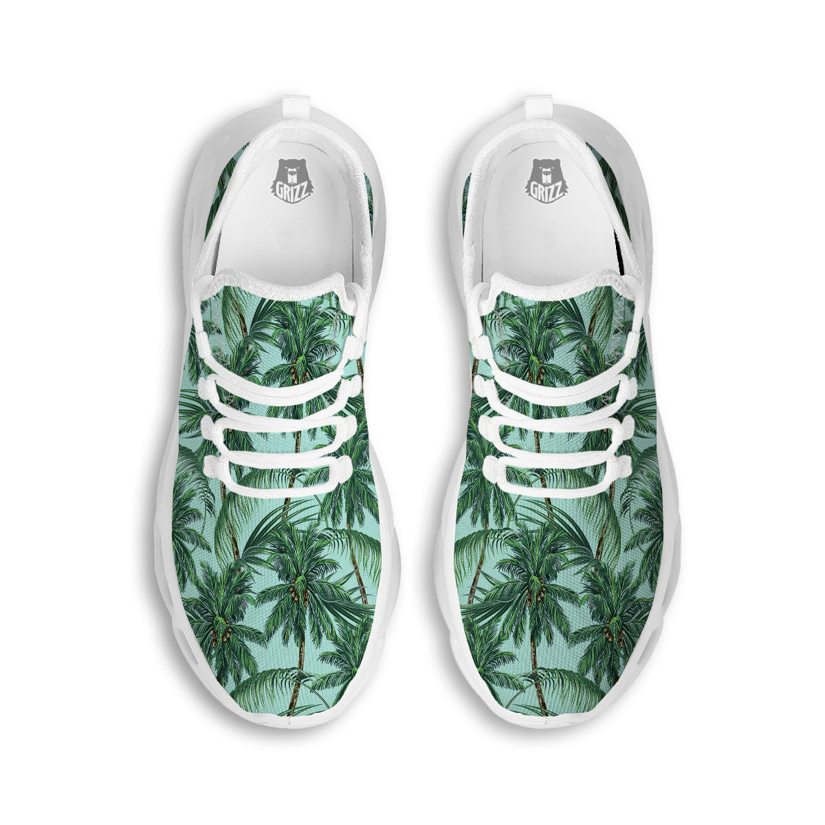 Coconut Tree Vintage Print Pattern White Running Shoes-grizzshop