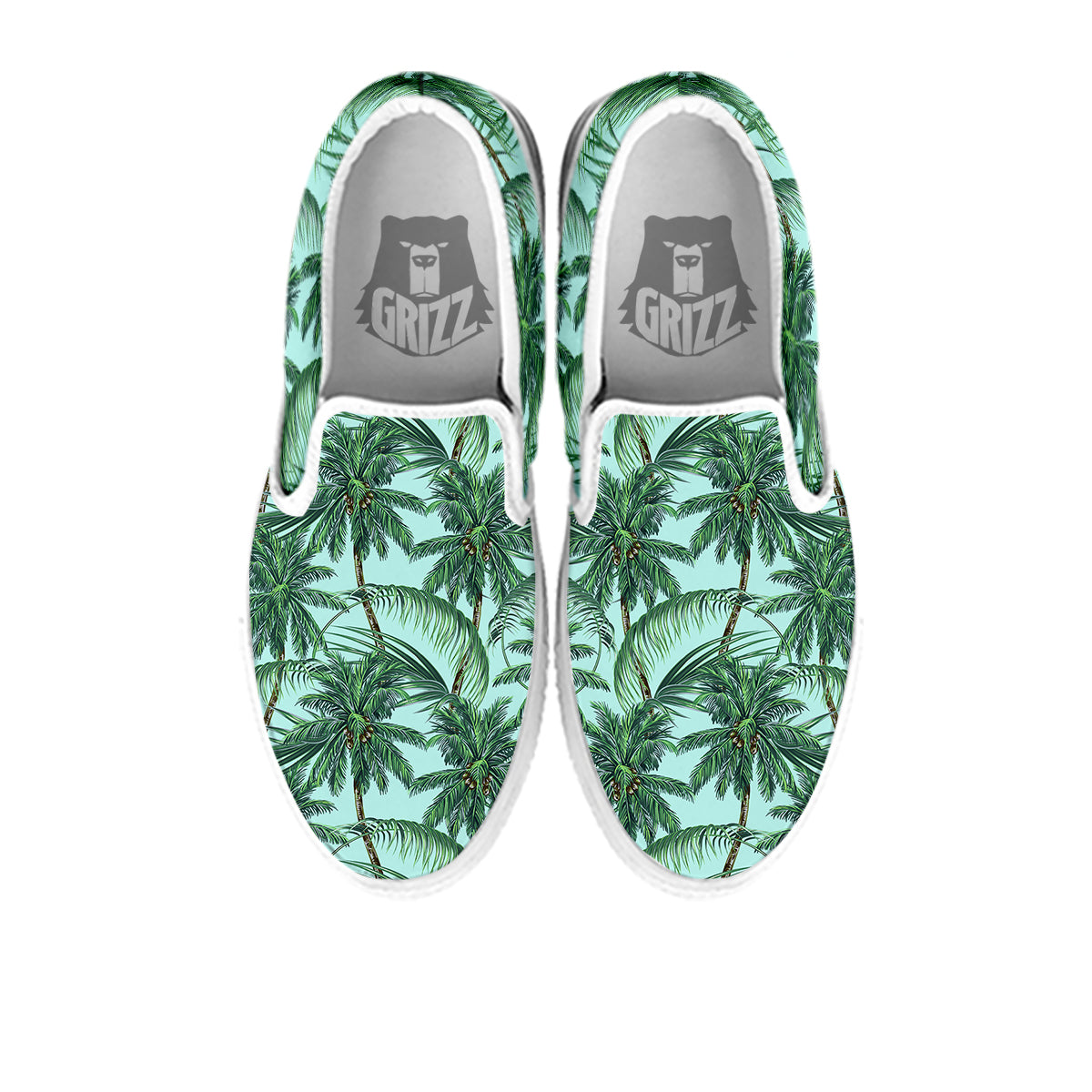 Coconut Tree Vintage Print Pattern White Slip On Shoes-grizzshop