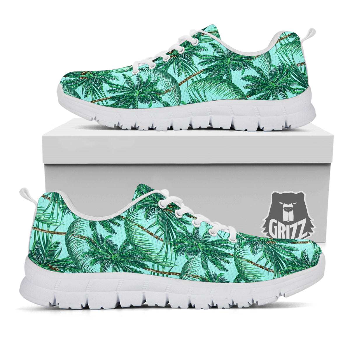 Coconut Tree Vintage Print Pattern White Sneaker-grizzshop