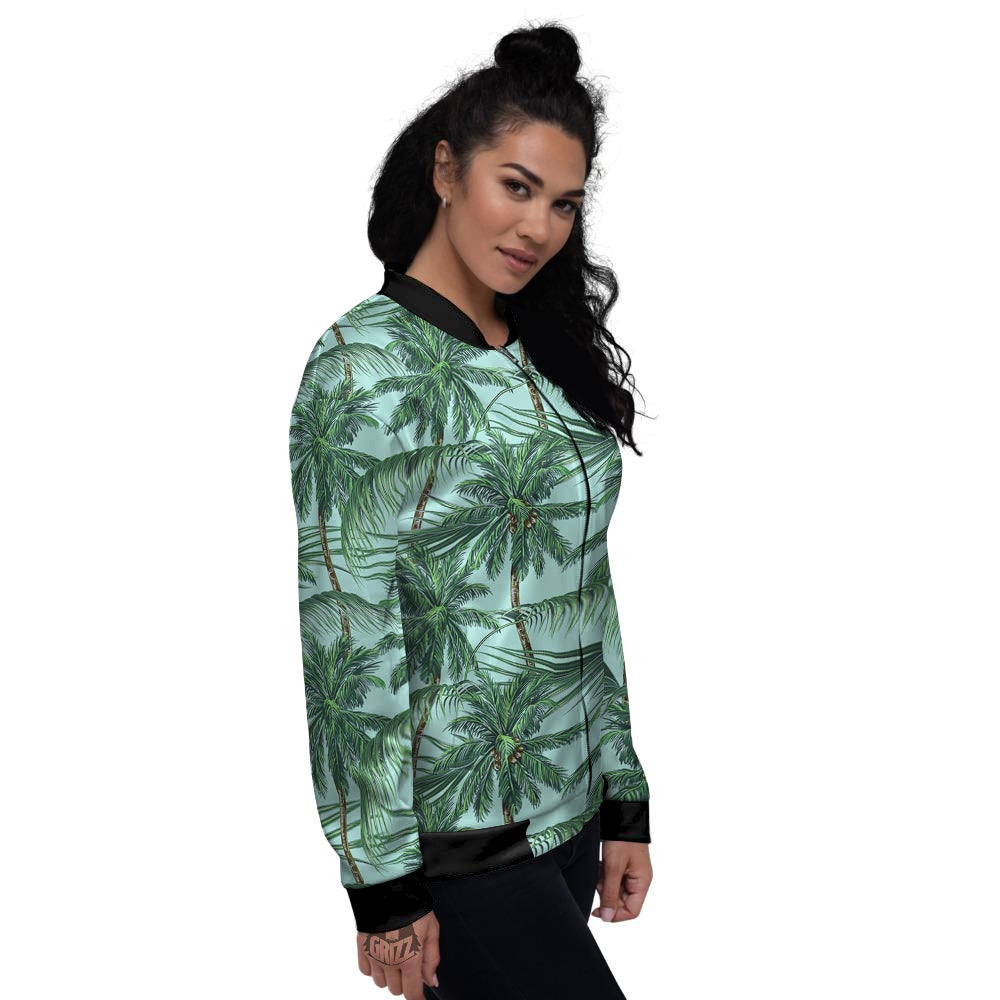Coconut Tree Vintage Print Pattern Women's Bomber Jacket-grizzshop