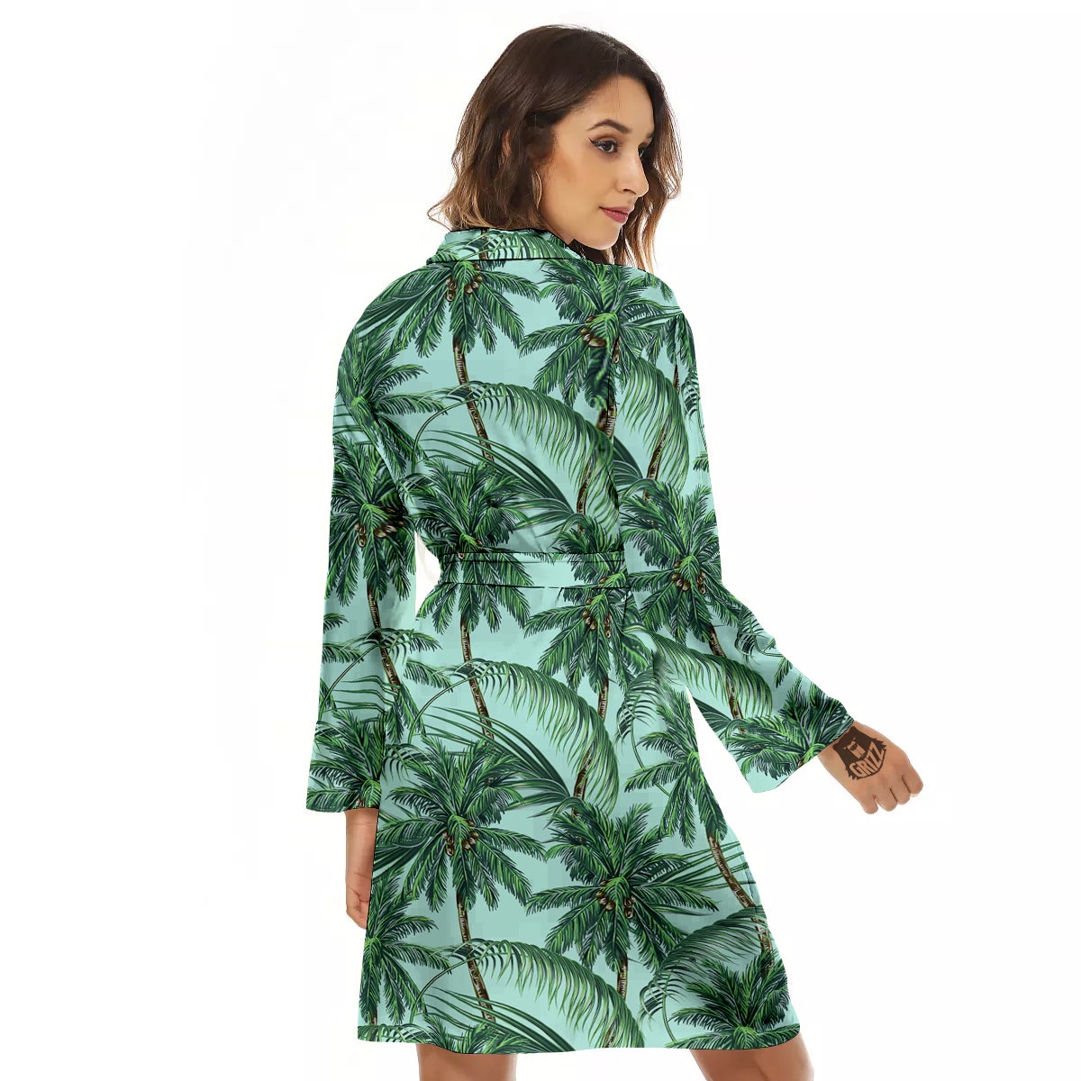 Coconut Tree Vintage Print Pattern Women's Robe-grizzshop