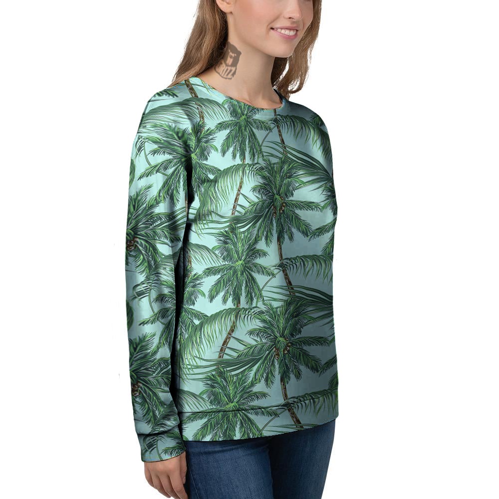 Coconut Tree Vintage Print Pattern Women's Sweatshirt-grizzshop