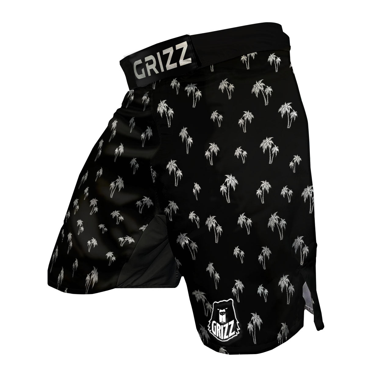 Coconut Tree White And Black Print MMA Shorts-grizzshop