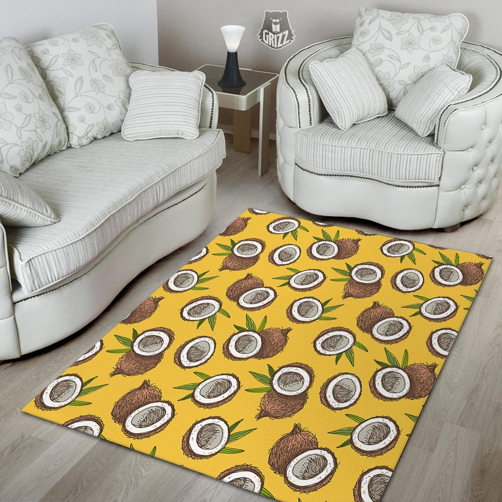 Coconut Yellow Print Pattern Floor Mat-grizzshop