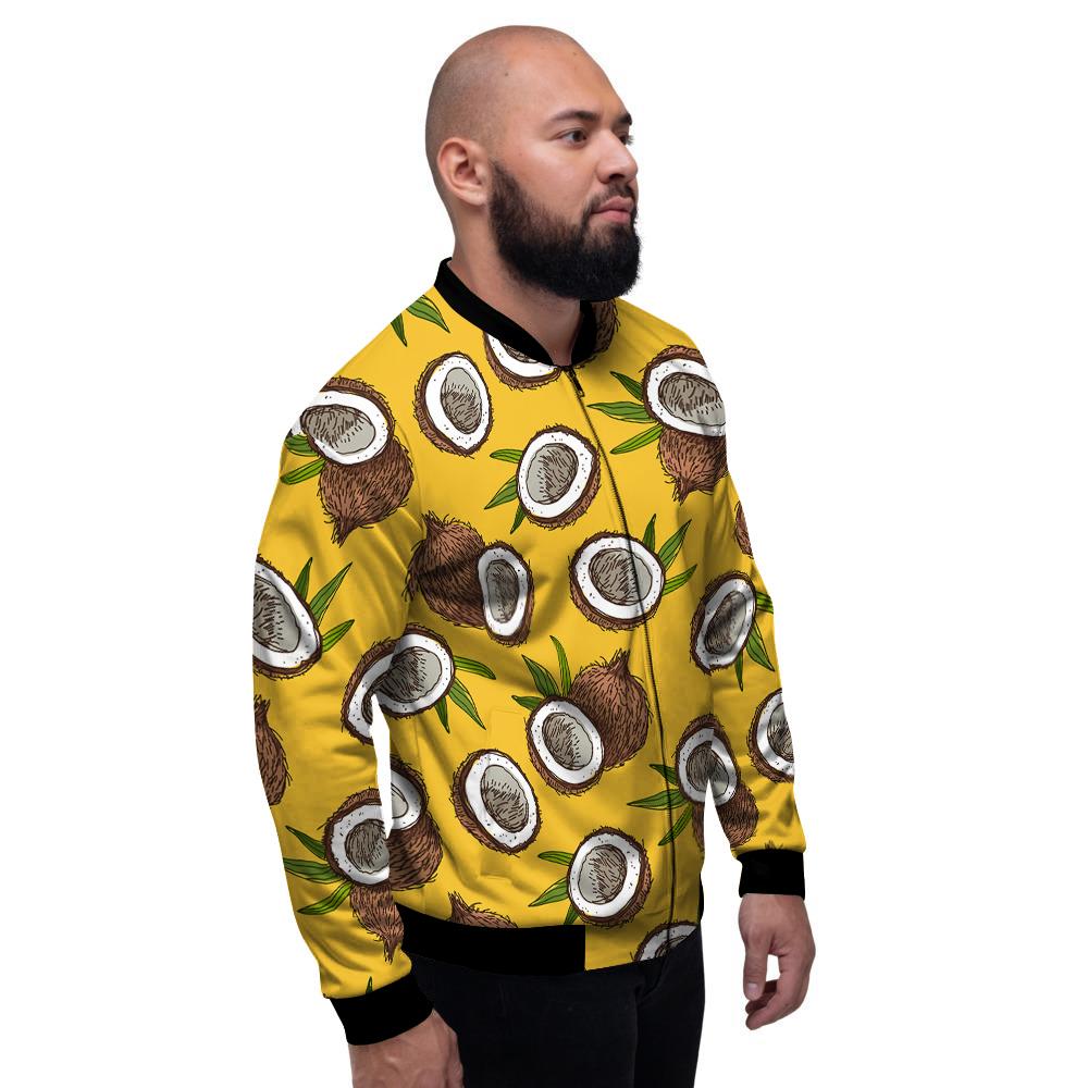 Coconut Yellow Print Pattern Men's Bomber Jacket-grizzshop