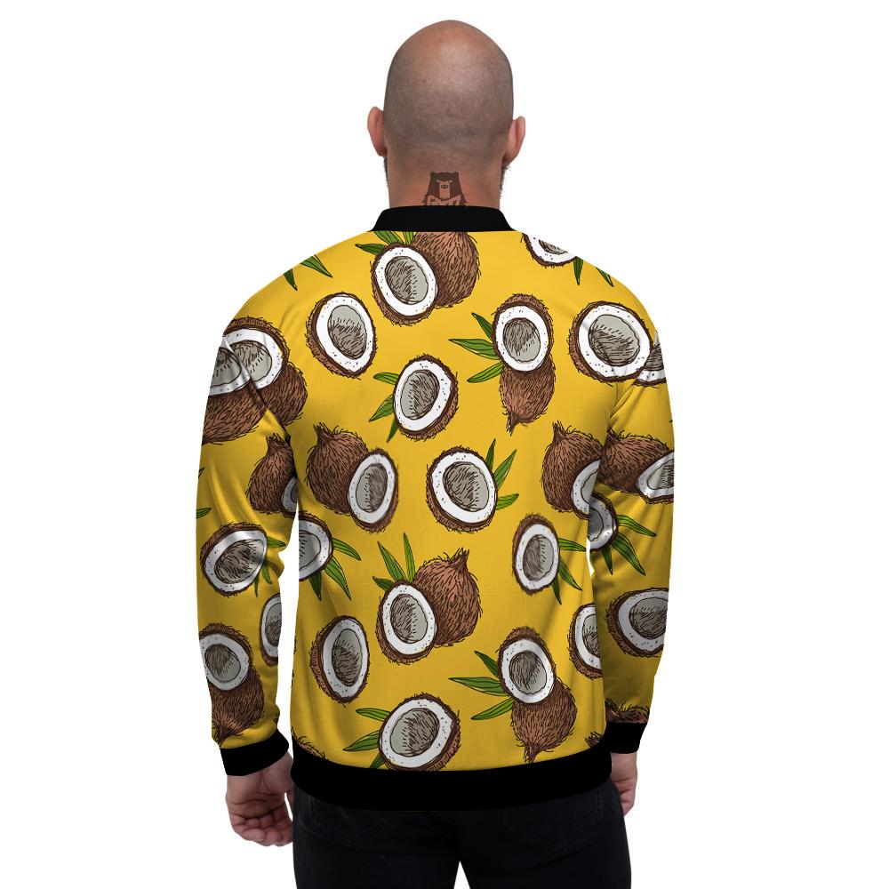 Coconut Yellow Print Pattern Men's Bomber Jacket-grizzshop
