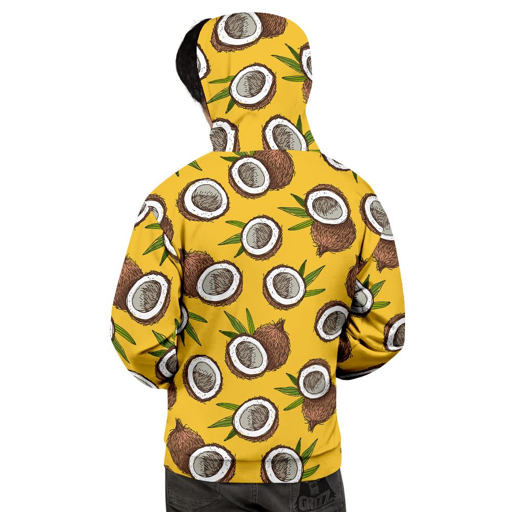 Coconut Yellow Print Pattern Men's Hoodie-grizzshop