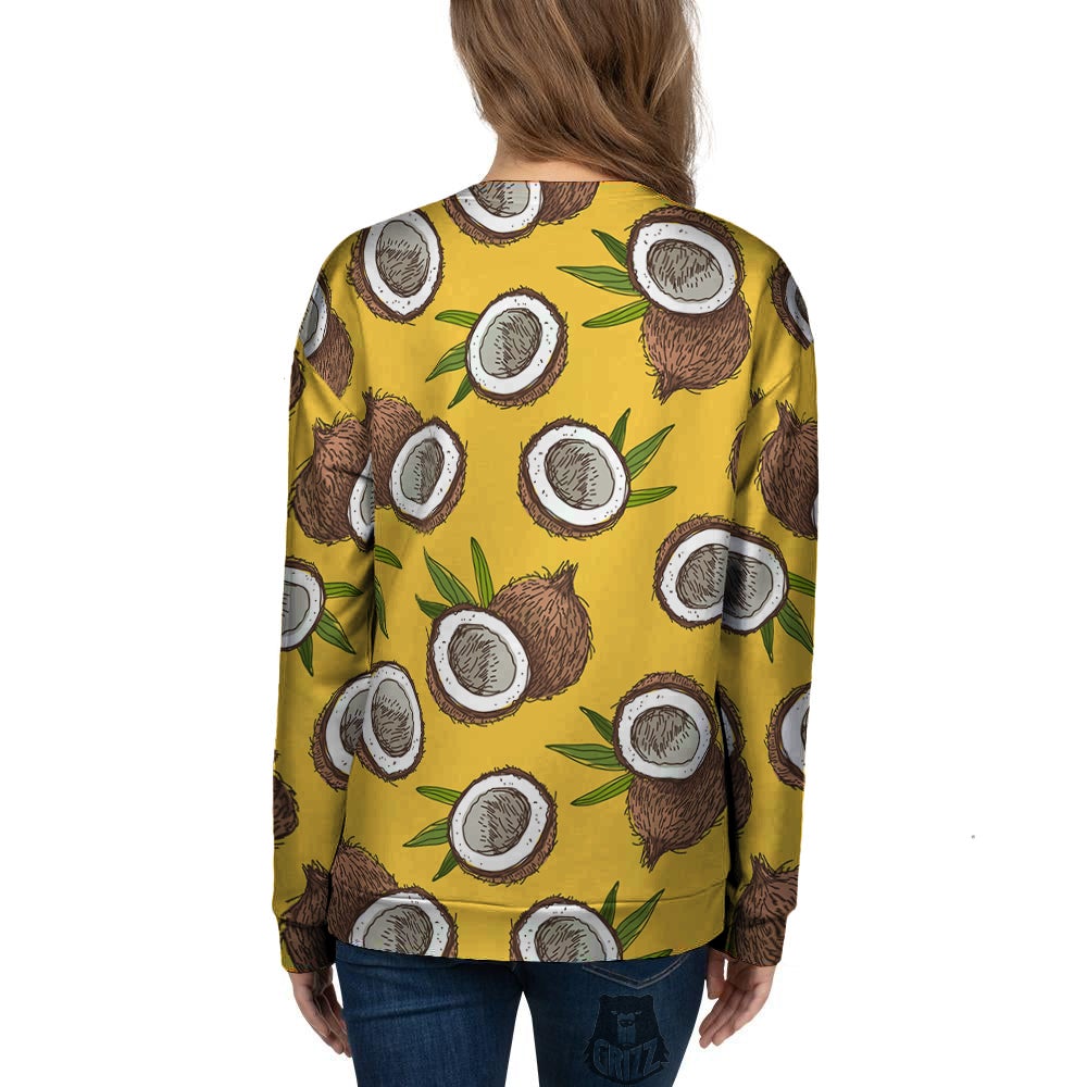 Coconut Yellow Print Pattern Women's Sweatshirt-grizzshop