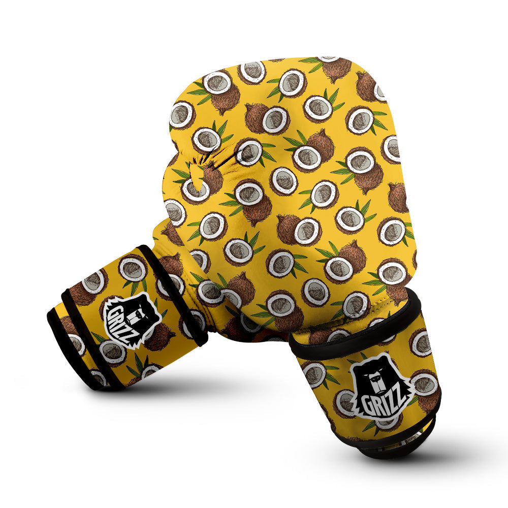 Coconut Yellow Vintage Print Pattern Boxing Gloves-grizzshop