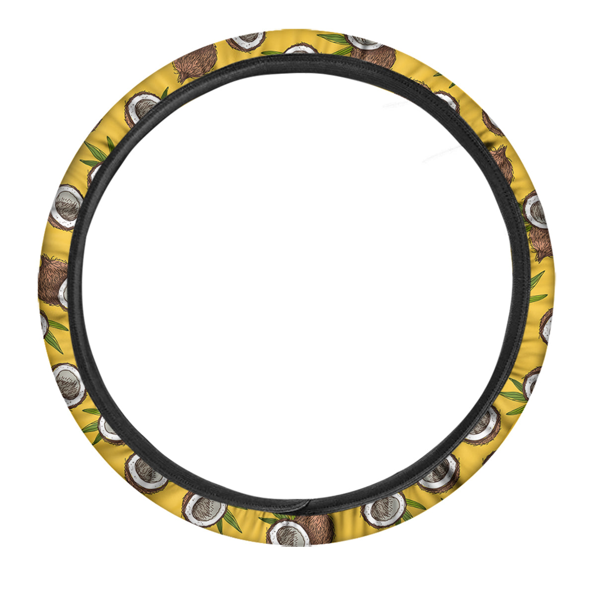 Coconut Yellow Vintage Print Pattern Car Steering Wheel Cover-grizzshop