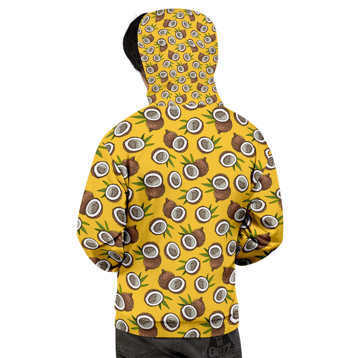 Coconut Yellow Vintage Print Pattern Men's Hoodie-grizzshop