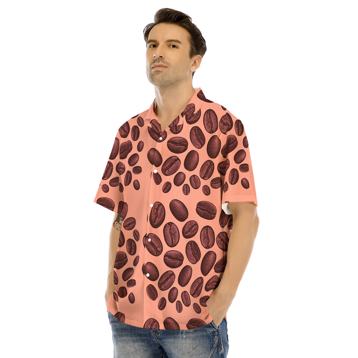 Coffee Bean Vintage Print Pattern Men's Hawaiian Shirt-grizzshop
