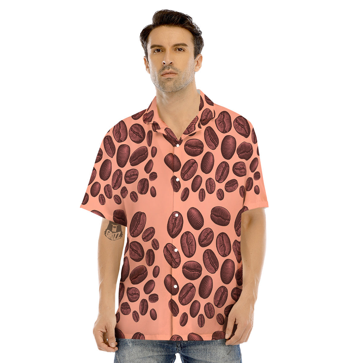 Coffee Bean Vintage Print Pattern Men's Hawaiian Shirt-grizzshop