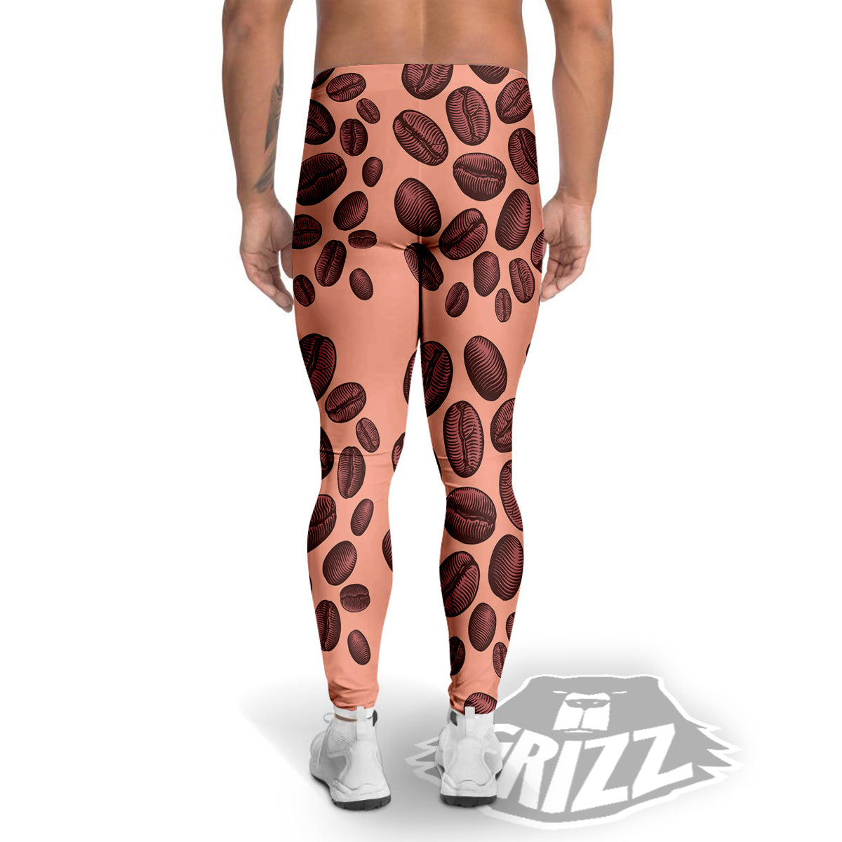 Coffee Bean Vintage Print Pattern Men's Leggings-grizzshop