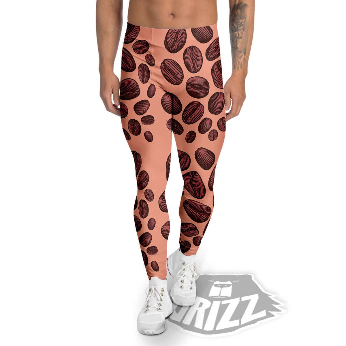 Coffee Bean Vintage Print Pattern Men's Leggings-grizzshop
