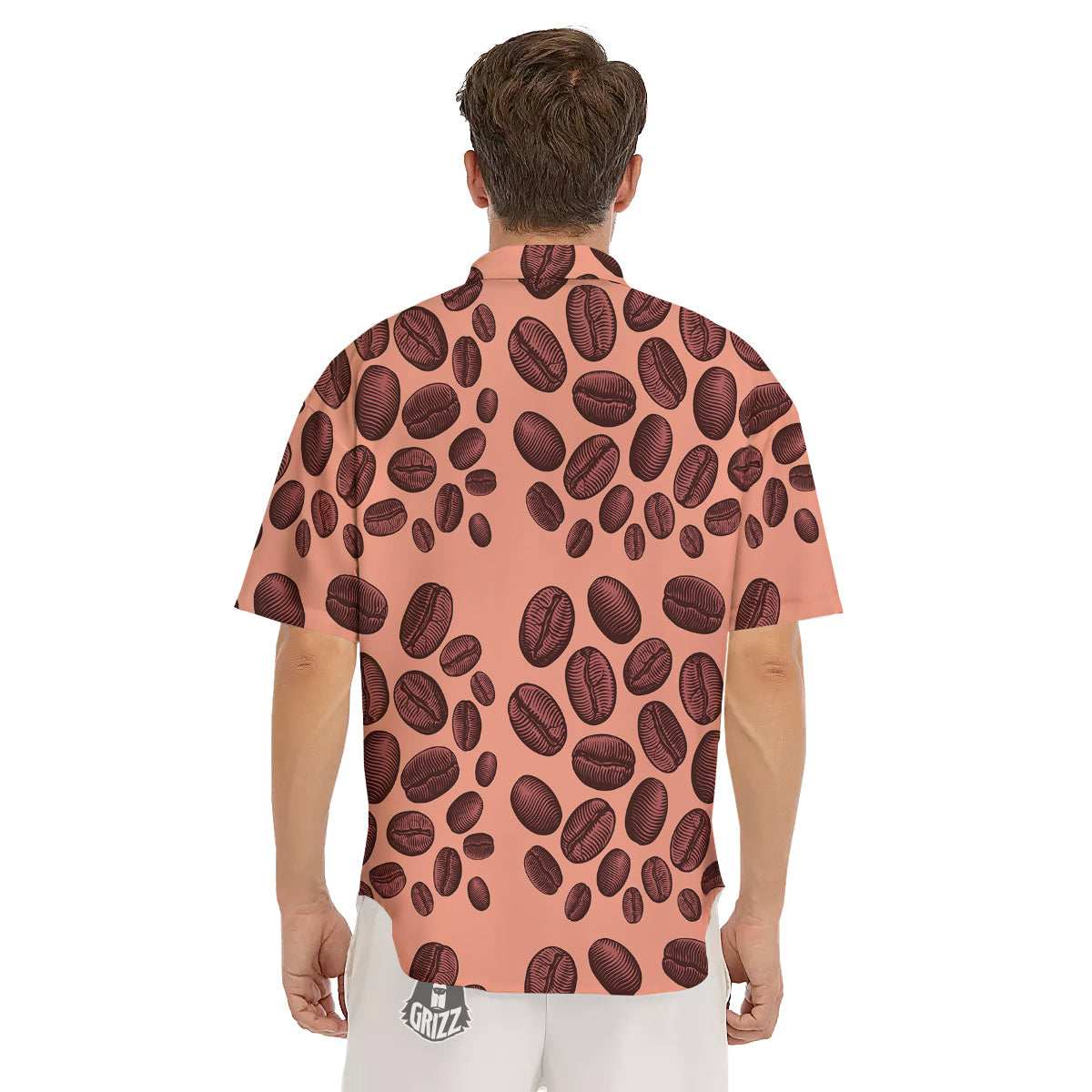 Coffee Bean Vintage Print Pattern Men's Short Sleeve Shirts-grizzshop