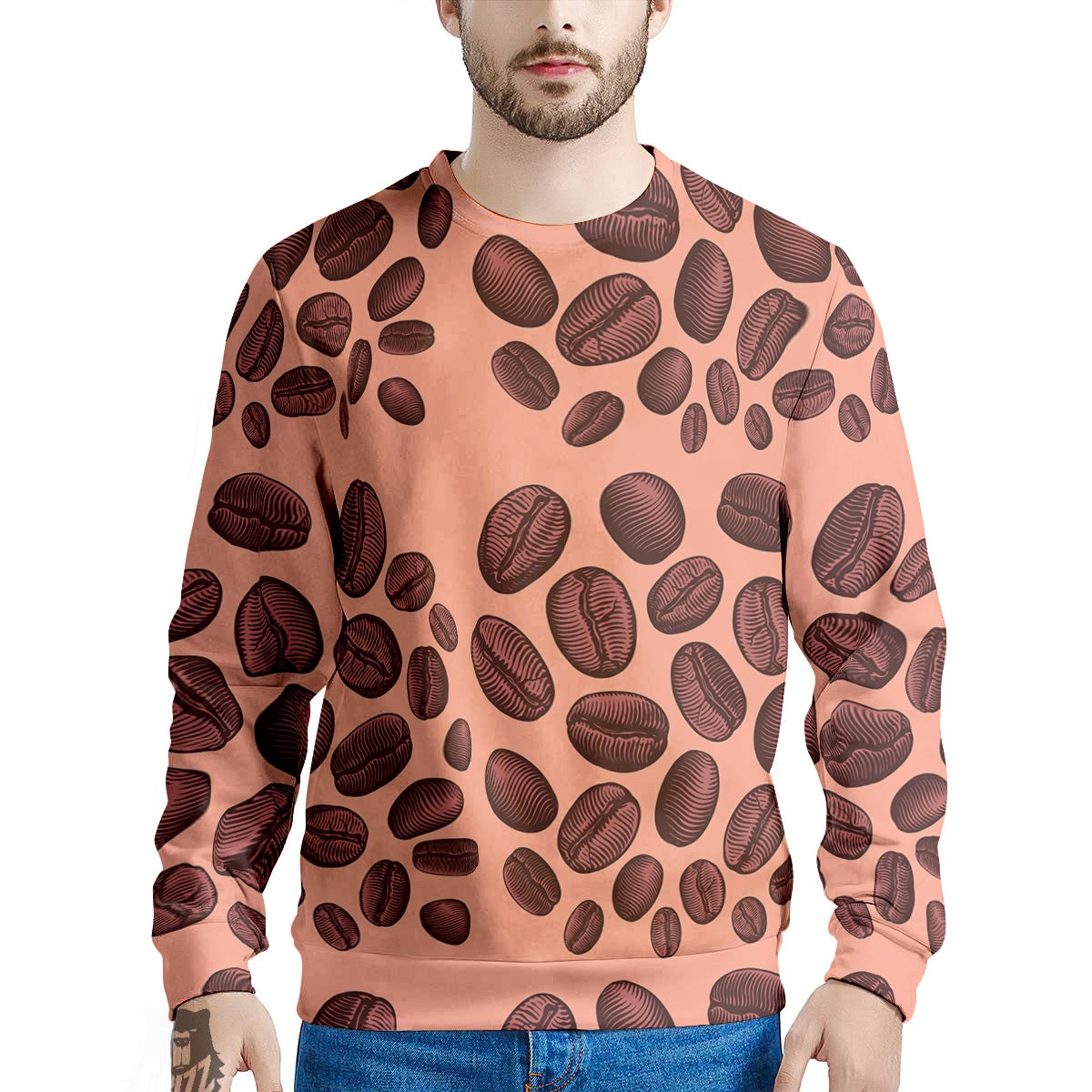 Coffee Bean Vintage Print Pattern Men's Sweatshirt-grizzshop