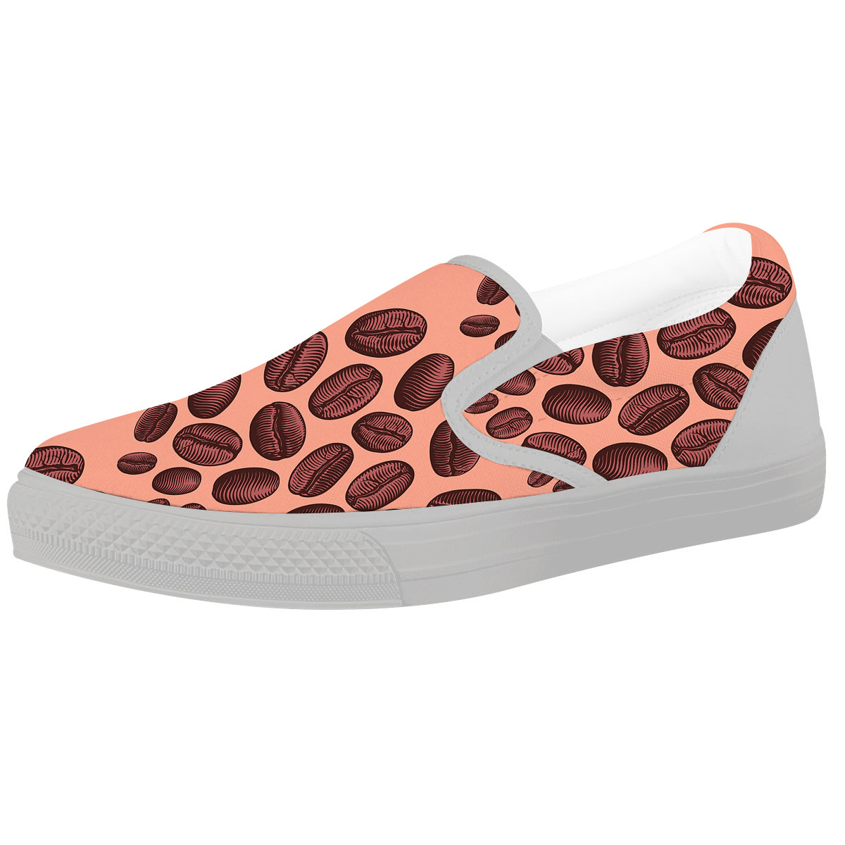 Coffee Bean Vintage Print Pattern White Slip On Shoes-grizzshop
