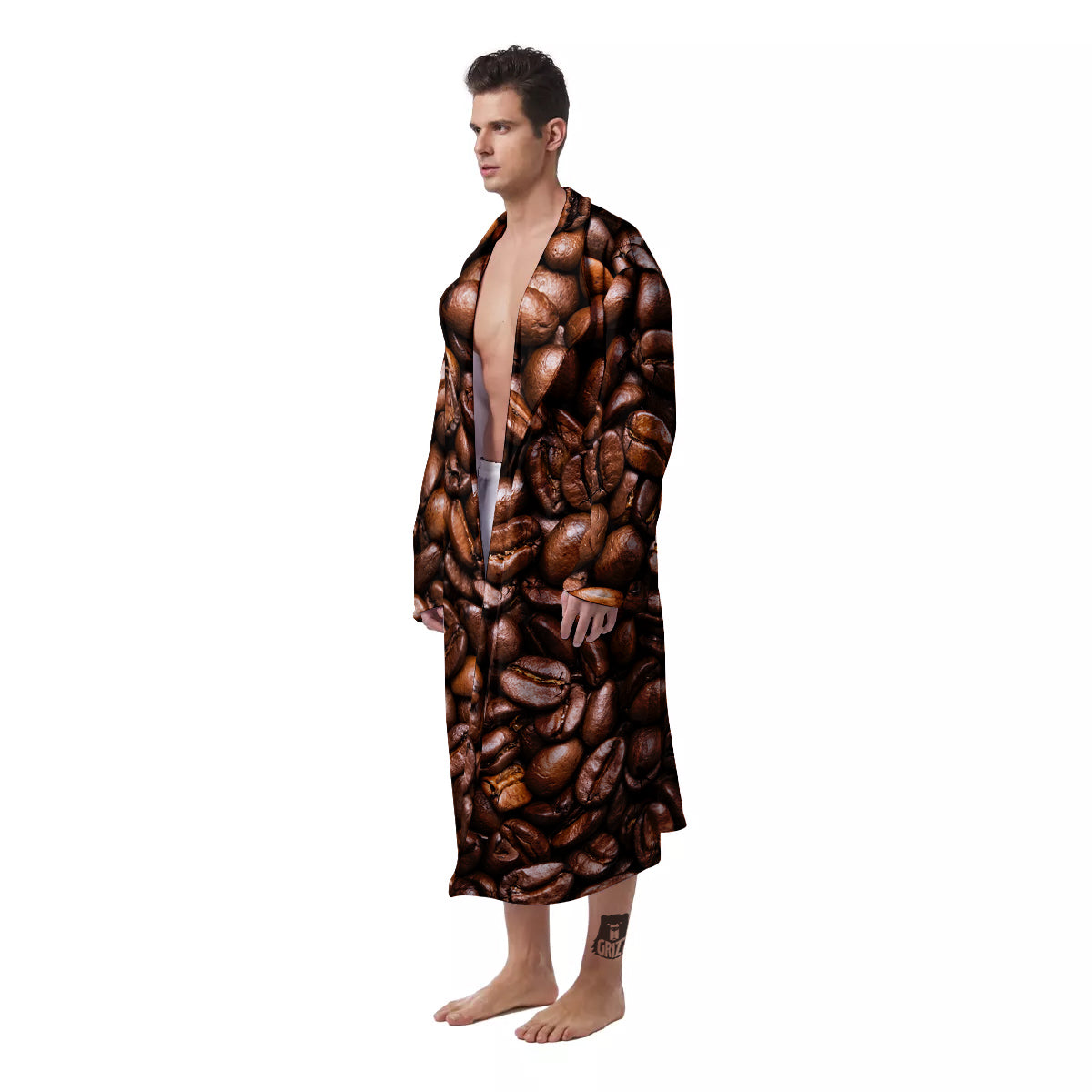 Coffee Beans Print Men's Robe-grizzshop